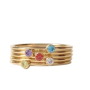 Bronwen Jewelry Stacking Birthstone Rings - Gold June- Alexandrite Size 8